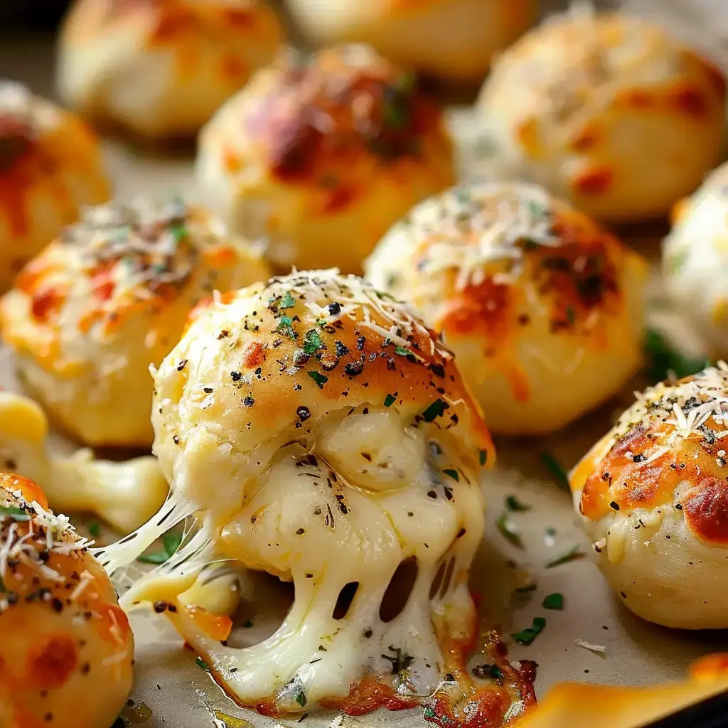Boules dorées, garnies de fromage coulant et d’herbes fraîches, tout juste sorties du four.