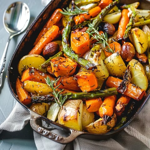 Un mélange vibrant de légumes rôtis, épicés et herbacés, parfait pour une table chaleureuse en hiver.